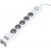 Přepěťová ochrana WG bílá, 5x zásuvka 230V, 2x USB-A, 1x USB-C, 1,5 m