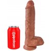 King Cock 10 with balls - veľké dildo so semenníkmi (25 cm) hnedé