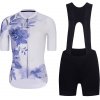 RIVANELLE Cyklistický krátky dres a krátke nohavice - FLOWERY LADY - modrá/čierna