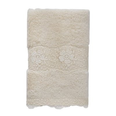 Soft Cotton Uterák STELLA s čipkou 50x100cm. Froté uteráky STELLA s čipkou, vyrobené zo 100% česanej bavlny, savé a mäkké s antibakteriálnou ochranou. Krémová