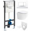 Mereo WC set - Smart flush rimless WC oblé, modul pre sadrokartón, biele hranaté tlačidlo