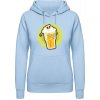 AWDis Hoodie Mikina - Dizajn - Smrtka v pivnom pohári - Nebeská modrá - XS - Dámske