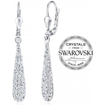 SILVEGO strieborné náušnice kvapky Swarovski Crystals číre B36106w