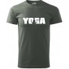 Yoga nápis - Klasické pánske tričko vyššej gramáže - XL ( Tm. bridlica (šedozelená) )