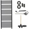 CERANO - Kúpeľňový radiátorový set Alberto - kombinované vykurovanie, wifi tyč - bočné jednobodové pripojenie - 999W - čierna matná - 1660x650 mm CER-663649