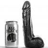 All black - soft black realistic dildo 20 cm