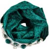 Kašmírový šál s bižutériou - zelenomodrý