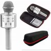 Karaoke mikrofón s puzdrom strieborný (Bezdrôtový mikrofón na karaoke – zábava pre malých aj veľkých)