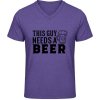 Soft-Style V Tričko Gildan - Nápis - Tento chlap potrebuje Pivo - Heather Purple - XL - Pánske