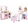 Set kuchynka elektronická s kozmetickým stolíkom Loft Fleur Pink 360° Smoby s magickými cestovinami a servírovací vozík