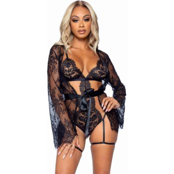 Leg Avenue Teddy, Lace Robe & Ribbon