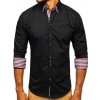 Čierna pánska elegantná košeľa s dlhými rukávmi Bolf 0926