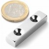 SOLLAU Neodymový magnet hranol 40x10x7 mm s dírou 2xM3.5, N42, ponikelovaný