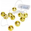 Solight LED vianočná reťaz rolničky, 10x LED, zlatá, 1,5m, 2x AA 1V272