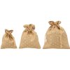 CHOMIK SADA 3 JUTOVÝCH VRECI 30x25 / 25x20 / 20x15 CM ZLATÉ BODKY