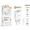 Aligator síťová nabíječka, 2x USB, smart IC, 2,4 A, kabel USB-C 2A, bílá