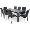 VerDesign, NORIMBERG 8 záhradná zostava 8+1, čierny antracit kov,plast,ratan, umelý ratan