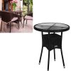 Stilista Ratanový Okrúhly stolík na balkón, terasu TECHNORATTAN 75cm x 60cm, čierny