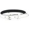 COBBYS PET Obojok z brúsenej pravej kože biely podšitý pravou čiernou kožou 15mm/45cm