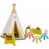 Stan prírodný Indoor&Outdoor Teepee Evolutive Smoby nastaviteľný so stoličkami na záhradke pod lampou od 24 mes