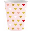Papierové kelímky XoXo so srdiečkami - ružové