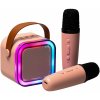KIK KX3377 Karaoke Bluetooth reproduktor 6 W, 2x bezdrôtový mikrofón, ružový