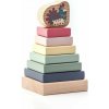 CUBIKA Farebná pyramída so sliepočkou - drevená skladačka 8 dielov