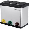SONGMICS Odpadkový kôš LTB24L na triedený odpad, 3 x 8 L, strieborný, nerez