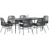 VidaXL 7-dielna záhradná súprava s poduškami, čierna, polyratan, sklo