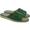Dámske luxusné kožené zelené papuče MEM