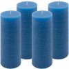 Modrá parafínová sviečka rustikálna 20 cm, 90 h, sada 4 ks