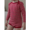 Detské body z merino vlny a hodvábu Cosilana s dlhým rukávom červený pruh