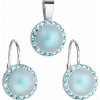 PAVONA Sada šperkov s krištálmi Swarovski náušnice a prívesok so svetlomodrou matnou perlou okrúhle 39091.3