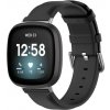 eses Kožený remienok pre Fitbit Versa 3 a 4, Sense 1 a 2 - Čierny