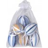 Vajíčka pruhovaná plastová na zavěšení 6 cm, 6 kusů v organze