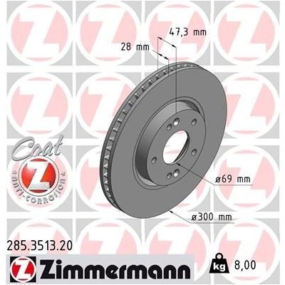 Brzdový kotúč ZIMMERMANN 285.3513.20