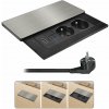 Solight vestavný blok zásuviek s posuvným krytom, 2 zásuvky, HDMI, USB A+C 20W PD, 2m, strieborný