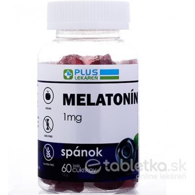 PLUS LEKÁREŇ Melatonín 1 mg želé cukríky, čučoriedková príchuť 60 ks