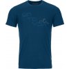 Ortovox pánské merino triko 185 Merino Tangram Logo TS M | farba: petrol blue, veľkosť: M
