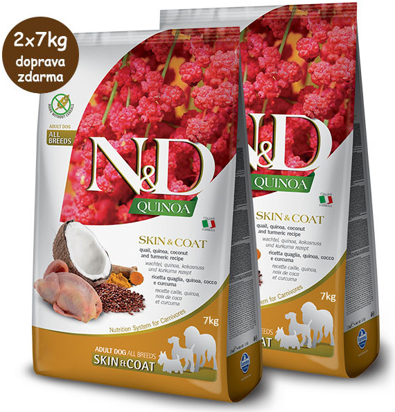 N&D GF Quinoa DOG Skin & Coat Quail & Coconut 14 kg