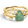 Kráľovský módny prsteň 18k zlato Vermeil SKA-R002-ROSEGOLD-GREENAPATITE Veľkosť: 9 (EU: 59-60)