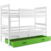 BMS GROUP Patrová postel ERYK 90x200 cm, bílá/zelená (Volba matrace: Pěnová matrace)