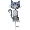 Dekorácia MagicHome Mecco, Mačka, plech, sivá, zapichovacia, 25,5x3,5x61 cm