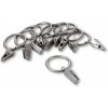 Sada kovových krúžkov na záclony so žabkami strieborná 10 ks