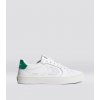 SALVAS White Premium Leather Ice Logo Metallic Green Sneaker