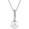 Silvego Strieborný náhrdelník s bielou perlou Swarovski® Crystals 8mm LPS0639NSWW