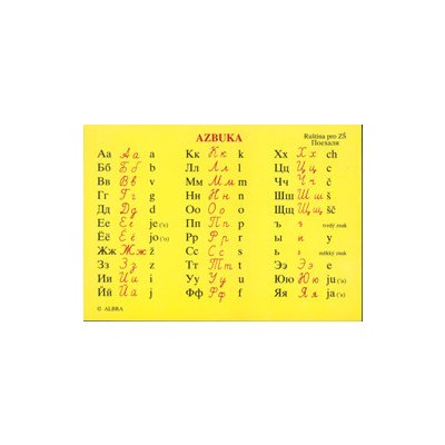Azbuka - Ruský jazyk pro ZŠ tabulka A6, azbuka, číslovky, dny v týdnu