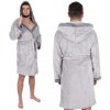 Pánsky plyšový župan s kapucňou - L/XL - sivý