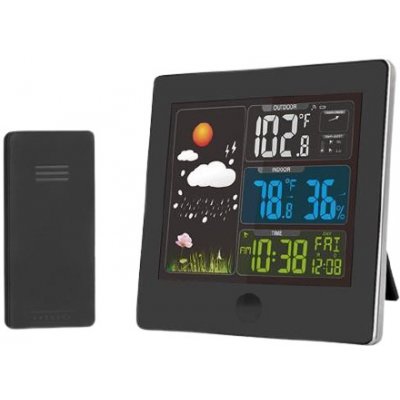 Solight Meteostanica TE80 farebný LCD displej, teplota, vlhkosť, RCC, čierna