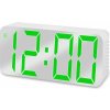 E-CLOCK DS-6322X-MAX Zrkadlový LED budík so zeleným podsvietením, biela